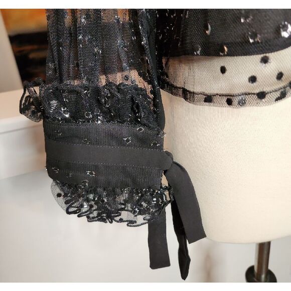 Endless Rose Black Sheer Embellished Blouse Size S NWT - Picture 2 of 7